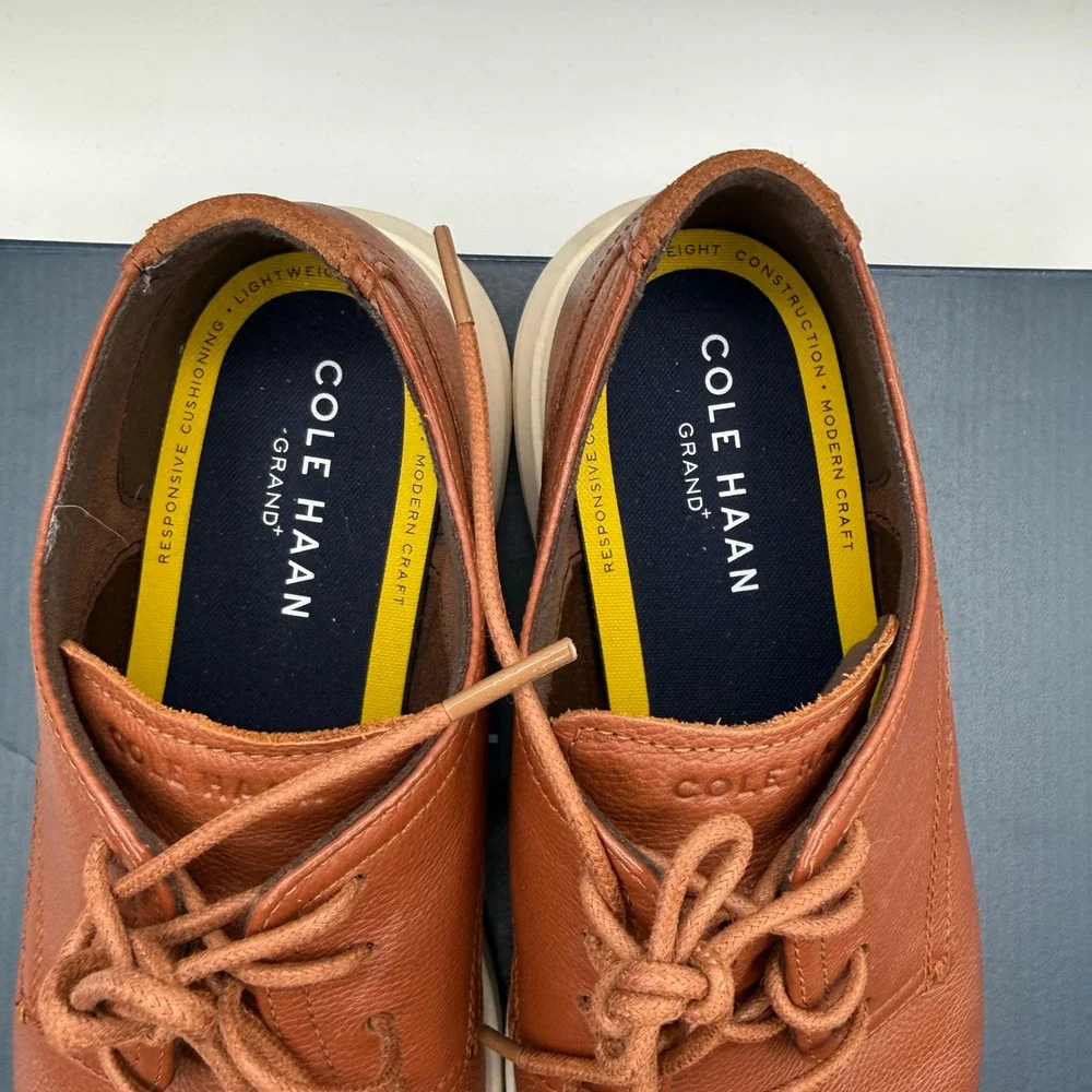 Cole Haan Plain Toe Oxford Mens 11.5 British Tan Leather Light Comfort Shoes NIB